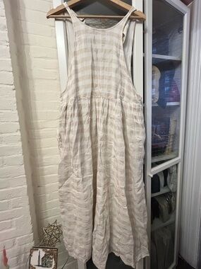 Kimchi Blue Lightweight Cream Striped Sleeveless Midi Dress